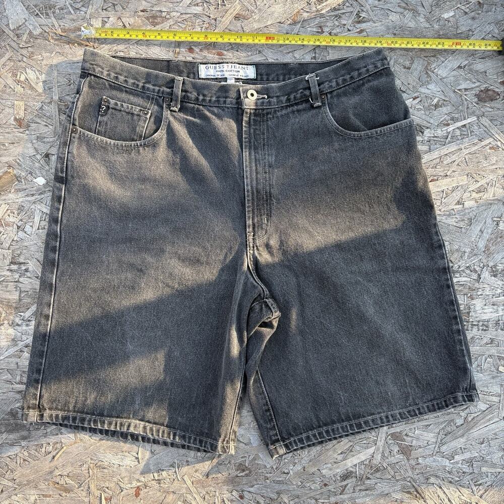 Guess Jean Shorts Size 40 Denim Dark Wash 38x11 Cowboy Biker Baggy